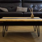 COFFEE TABLE IN LEGNO ROVERE E RESINA SU MISURA