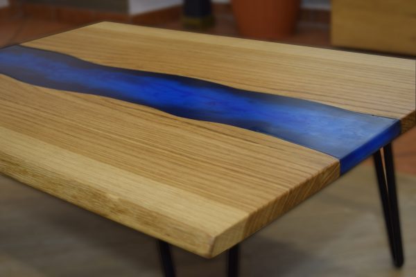 COFFEE TABLE IN LEGNO ROVERE E RESINA SU MISURA - immagine 3